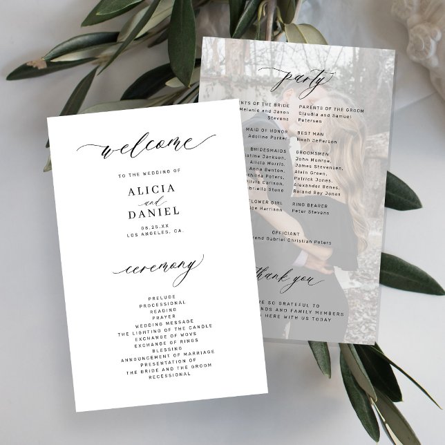 Programa de matrimonio elegante y blanco negro (Subido por el creador)