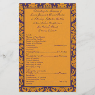 Programa de matrimonio en Damasco púrpura y Naranj