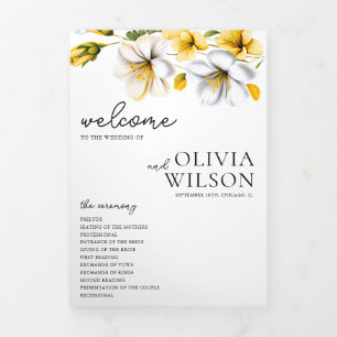 Programa de matrimonio floral blanco y amarillo Cr