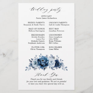Programa de matrimonio floral de la Marina Azul Du
