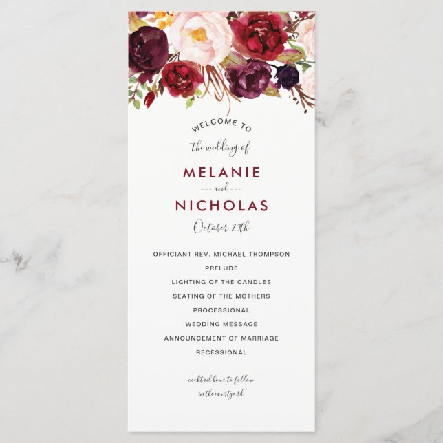 Programa de matrimonio floral de Marsala, 4163 (Anverso)