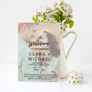 Programa de matrimonio fotográfico con caligrafía