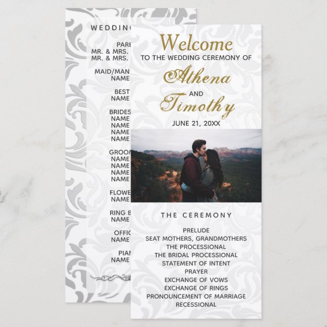 Programa de matrimonio fotográfico personal Elegan (Anverso / Reverso)