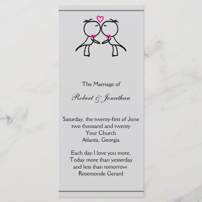 Programa de matrimonio gay para dos novios (Anverso)