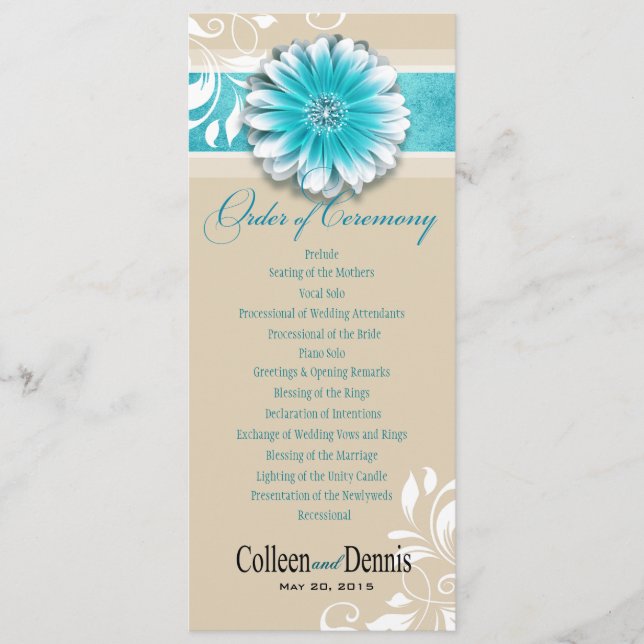 Programa de matrimonio Gerber Daisy Scroll 1 verde (Anverso)