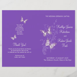 Programa de matrimonio gráfico púrpura de dos mari