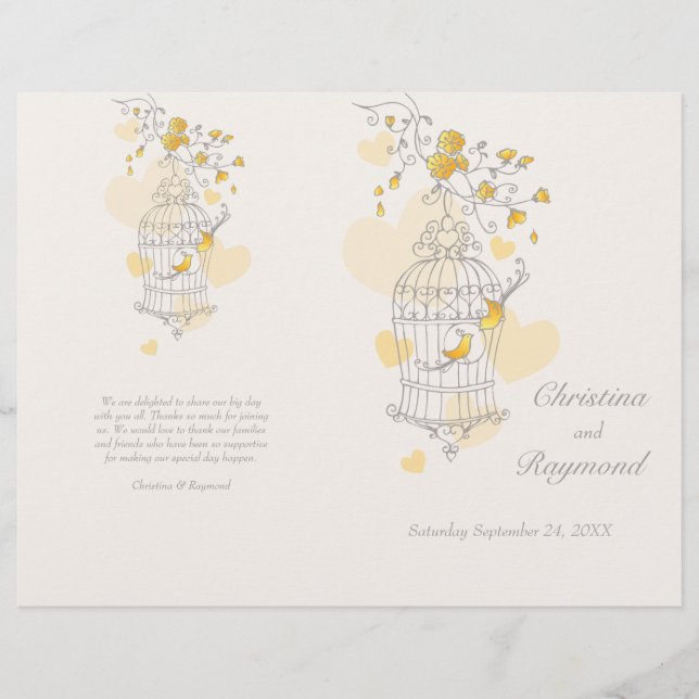 Programa de matrimonio grande amarillo de jaula de (Anverso)