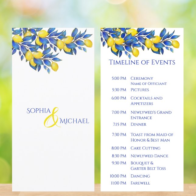 Programa de matrimonio mediterráneo-lemones- (Mediterranean-Lemons- Wedding Program-Timeline of Events)