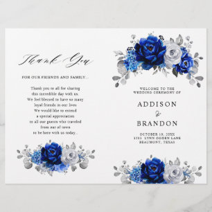 Programa de matrimonio metálico Royal Blue White S
