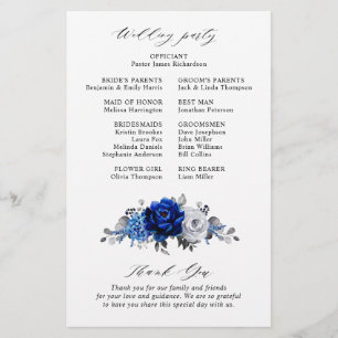 Programa de matrimonio metálico Royal Blue White S