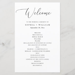 Programa de matrimonio minimalista con tipografía