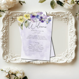 Programa de matrimonio moderno con flores moradas 