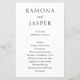 Programa de matrimonio moderno simple en negrita y