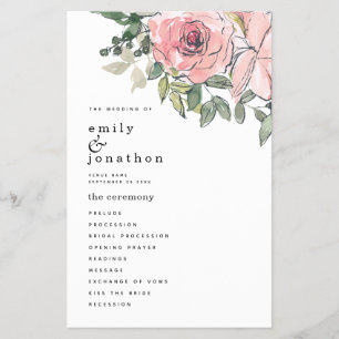 Programa de matrimonio PAPER Rubor Pink Florals