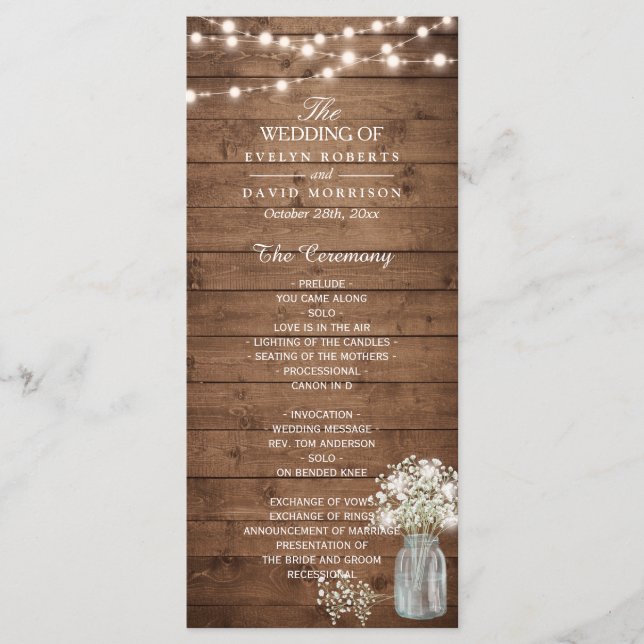 Programa de matrimonio para bebés en Mason Jar (Anverso)