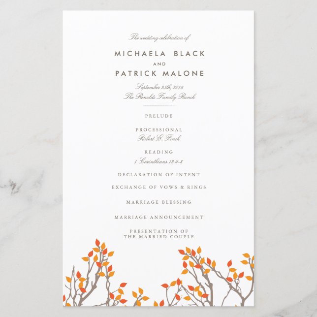 Programa de matrimonio para ramas bellas (Anverso)