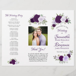 Programa de matrimonio para Rosas de Boho morado D