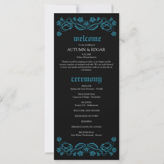 Programa de matrimonio para Rosas góticos (Anverso)