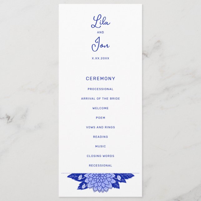 Programa de matrimonio personalizado de Dahlia (Anverso)