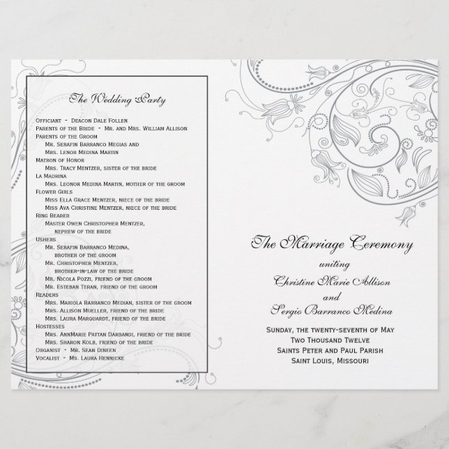 Programa de matrimonio personalizado_Pewter (Anverso)