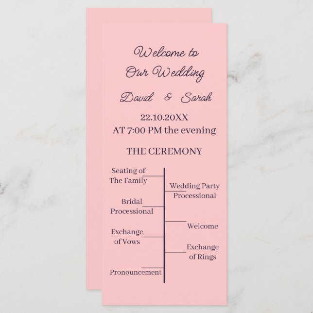 Programa de matrimonio personalizado simple de pag (Anverso / Reverso)