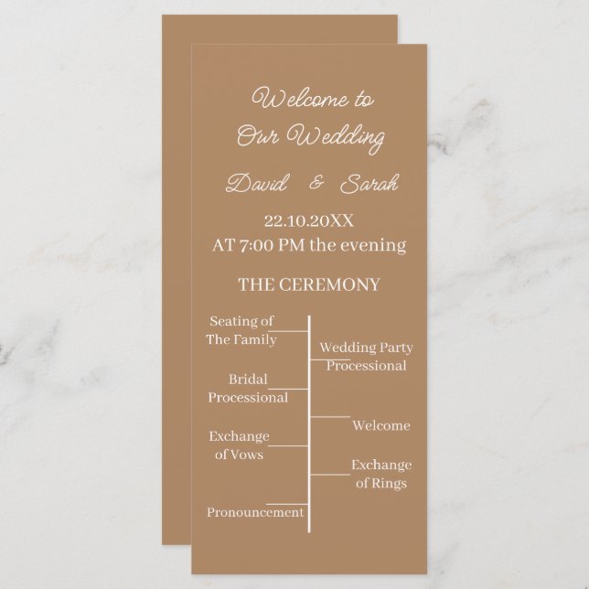 Programa de matrimonio personalizado simple en mar (Anverso / Reverso)