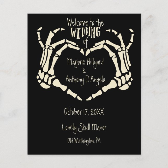 Programa de matrimonio personalizado Skeleton Hand (Anverso)