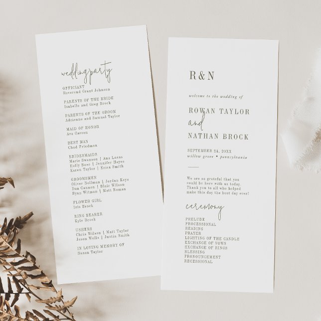 Programa de matrimonio plano verde y blanco de Mod (Subido por el creador)
