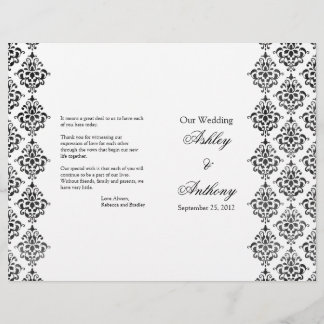 Programa de matrimonio plegable de Damasco blanco