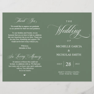 Programa de matrimonio plegable y verde de sabio f