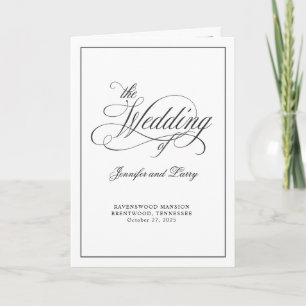 Programa de matrimonio plegado con guión de caligr