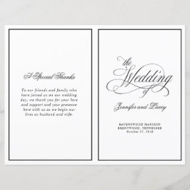 Programa de matrimonio plegado con guión de caligr