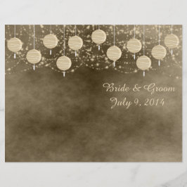 Programa de matrimonio plegado con linternas de ma