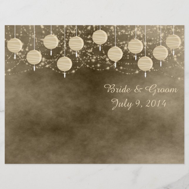 Programa de matrimonio plegado con linternas de ma (Anverso)