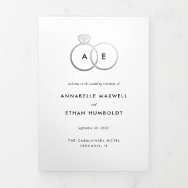 Programa de matrimonio plegado de anillo plateado