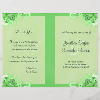 Programa de matrimonio plegado de floral verde cla