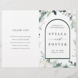 Programa de matrimonio plegado de flores de evergr