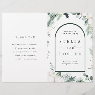 Programa de matrimonio plegado de flores de evergr