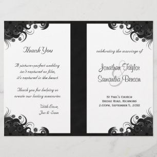 Programa de matrimonio plegado de Gótico blanco y 