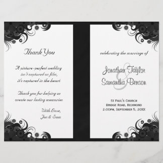 Programa de matrimonio plegado de Gótico blanco y 