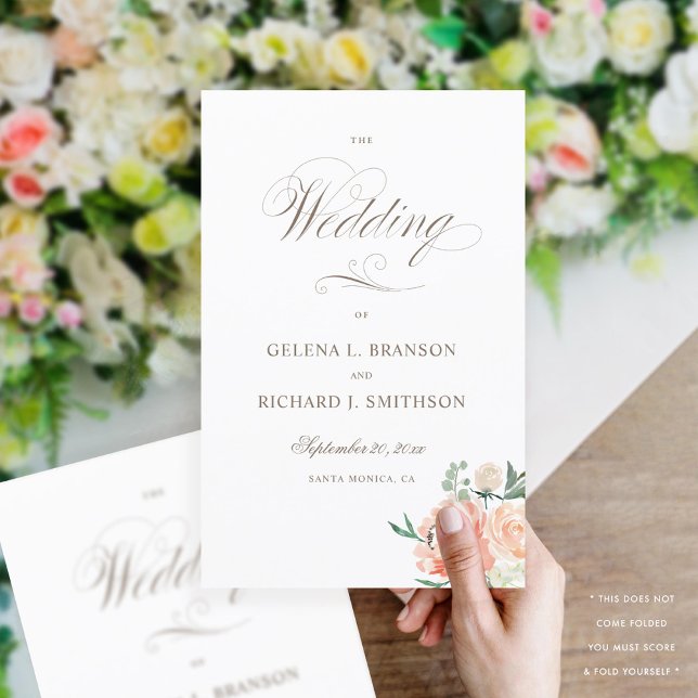 Programa de matrimonio plegado floral de acuarela  (Subido por el creador)