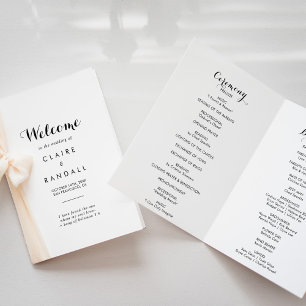 Programa de matrimonio plegado minimalista en blan