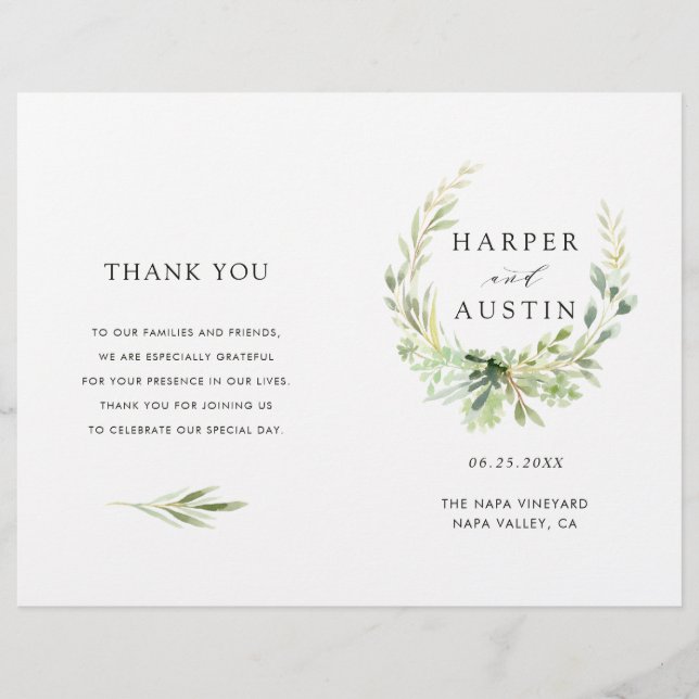 Programa de matrimonio plegado por la floración ve (Anverso)