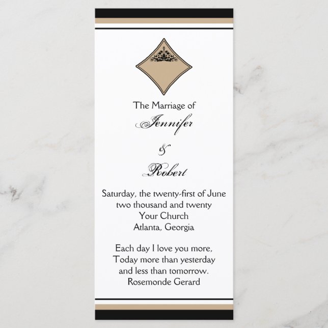 Programa de matrimonio por marcos de diamante negr (Anverso)