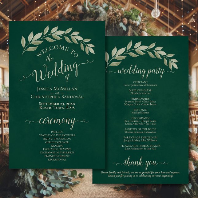 Programa de matrimonio presupuestal para el verde  (Front/Back)