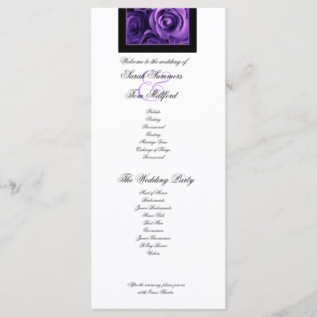 Programa de matrimonio PURPLE ROSAS y PURPLE LACE (Anverso)