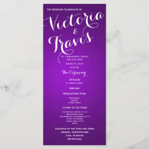 Programa de matrimonio púrpura de texto de diseñad