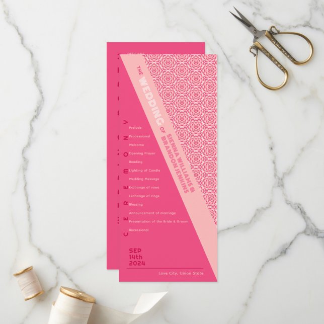 Programa de matrimonio rojo para Rosas geométricos (Anverso/Reverso In Situ)