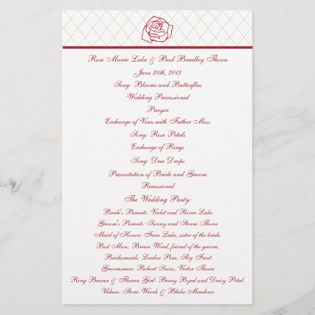 Programa de matrimonio Rosa (Anverso)