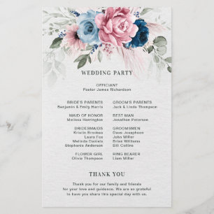 Programa de matrimonio rosa dulce dulce de la Mari